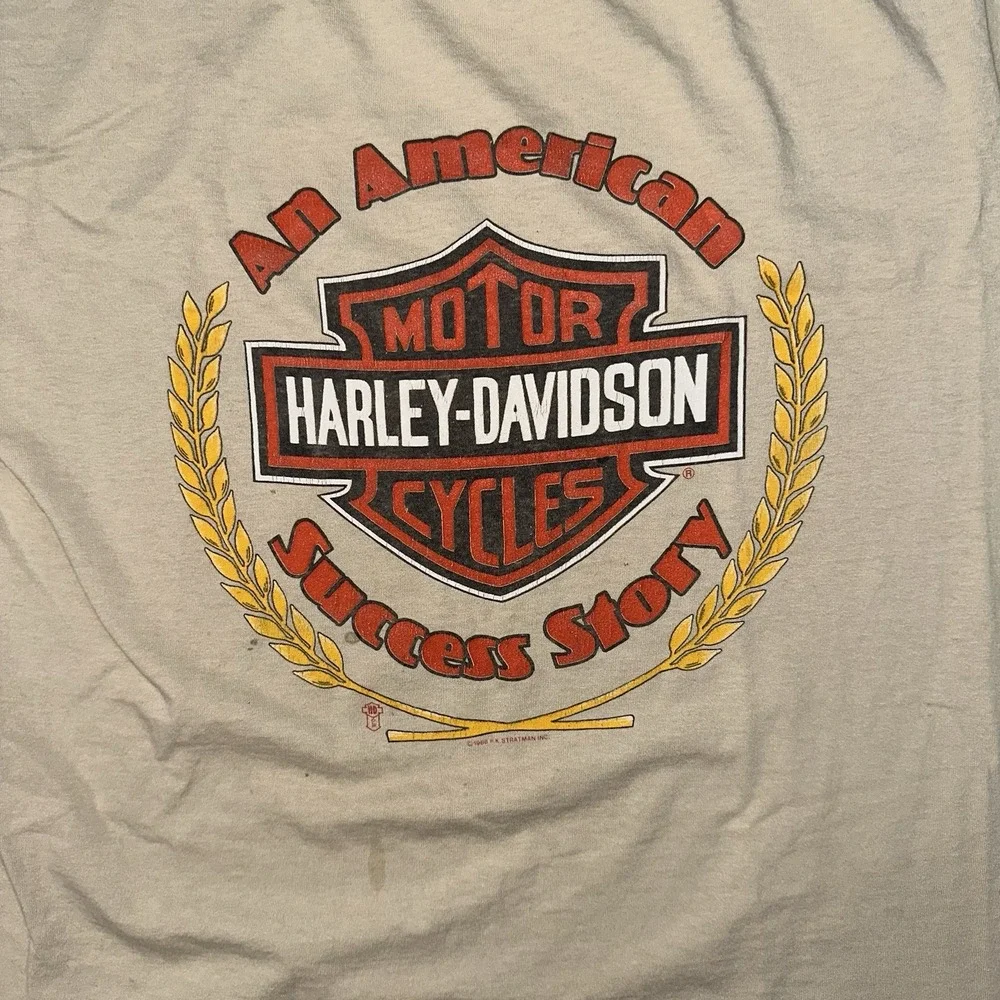 Vintage 80s Harley Davidson Shirt Size Large American Success Story Biker Eagle - Picture 7 of 8